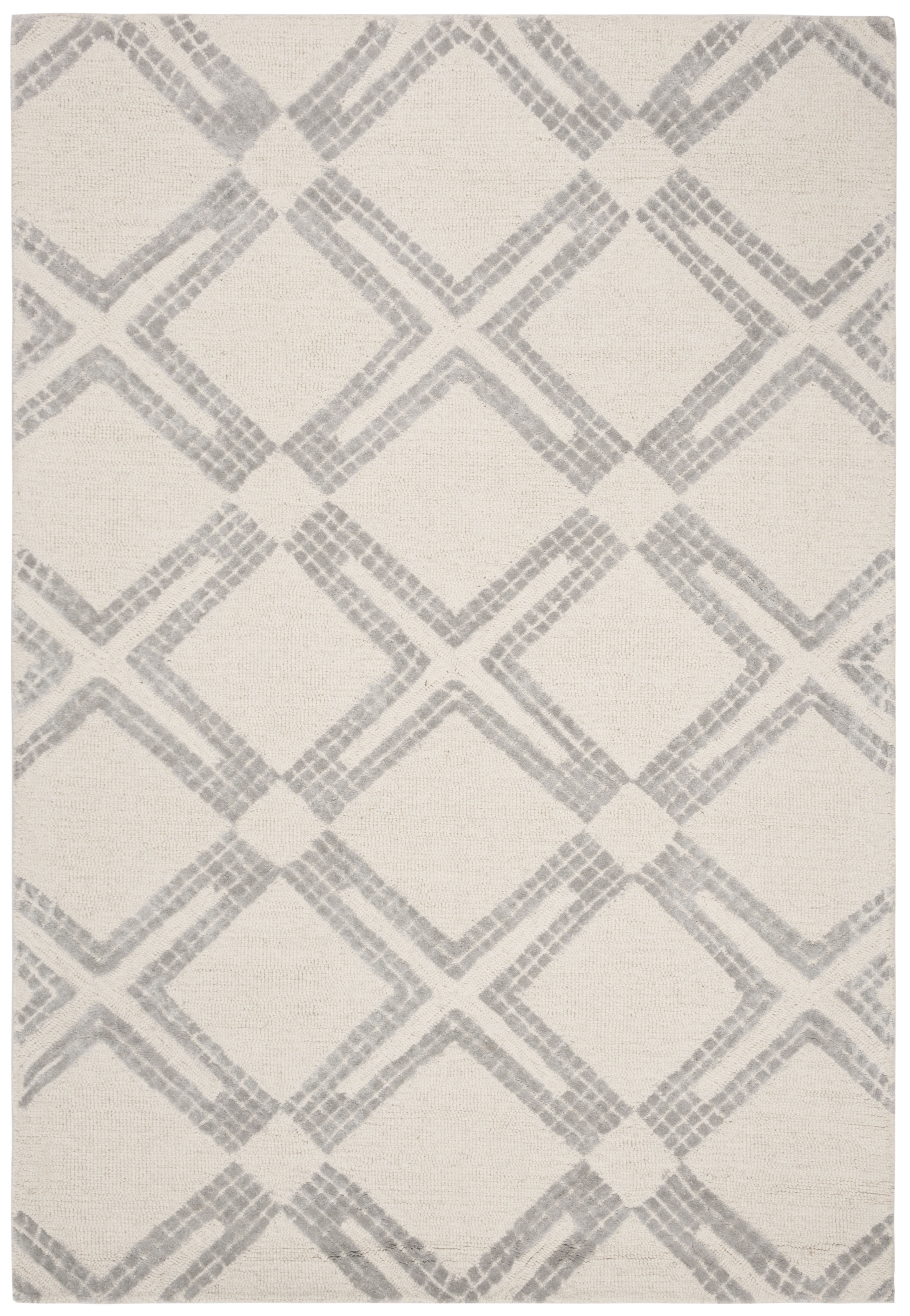 Arlo Home Hand Tufted Area Rug, BLG574G, Ivory/Silver,  4' X 6' - Image 0