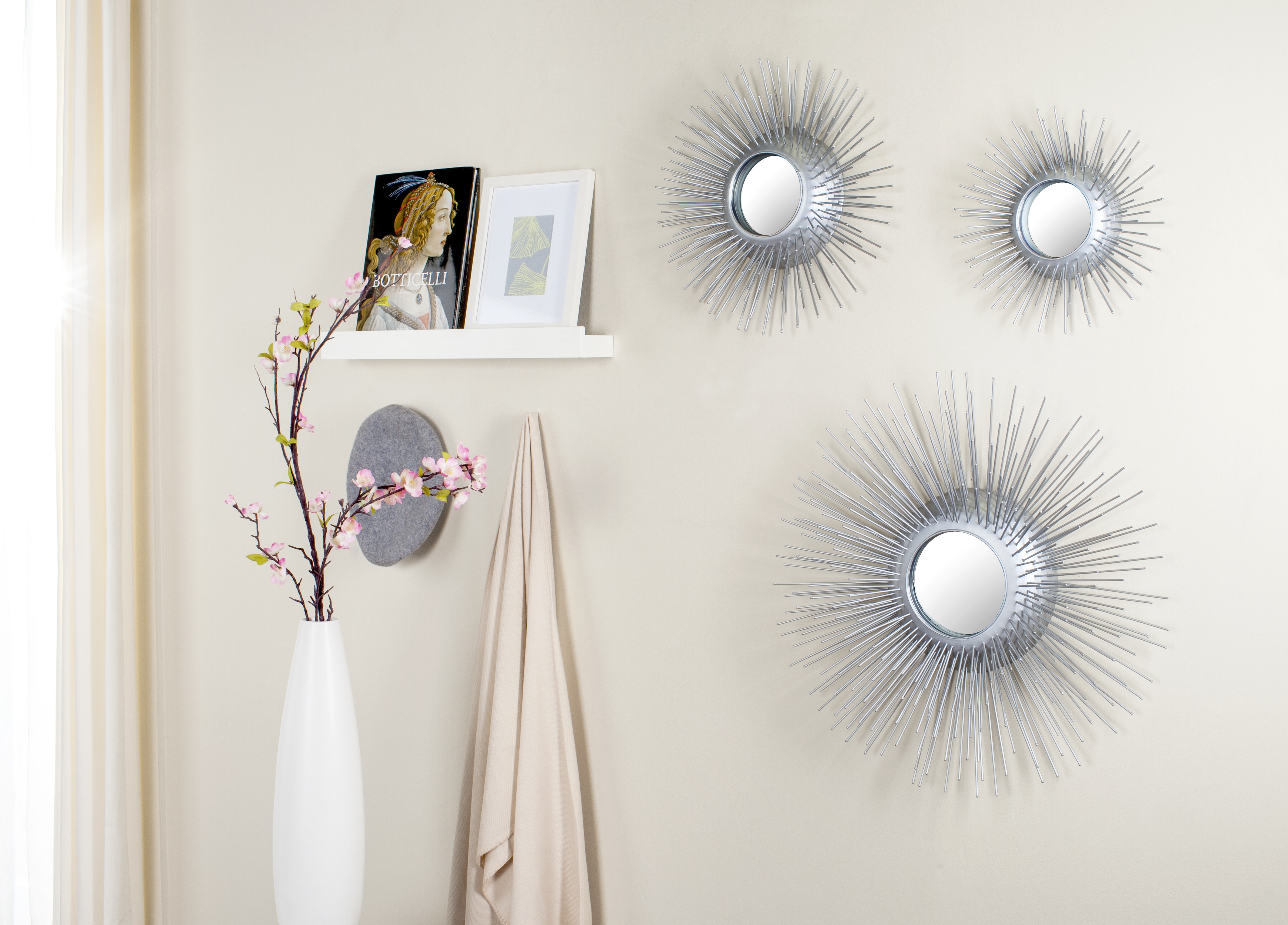 Sunburst Triptych Mirror Set Of 3 - Silver - Safavieh - Image 2