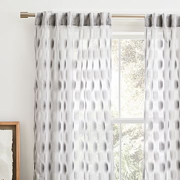 Sheer Shaded Dot Jacquard Curtain, Frost Gray, 48"x84" - Image 3