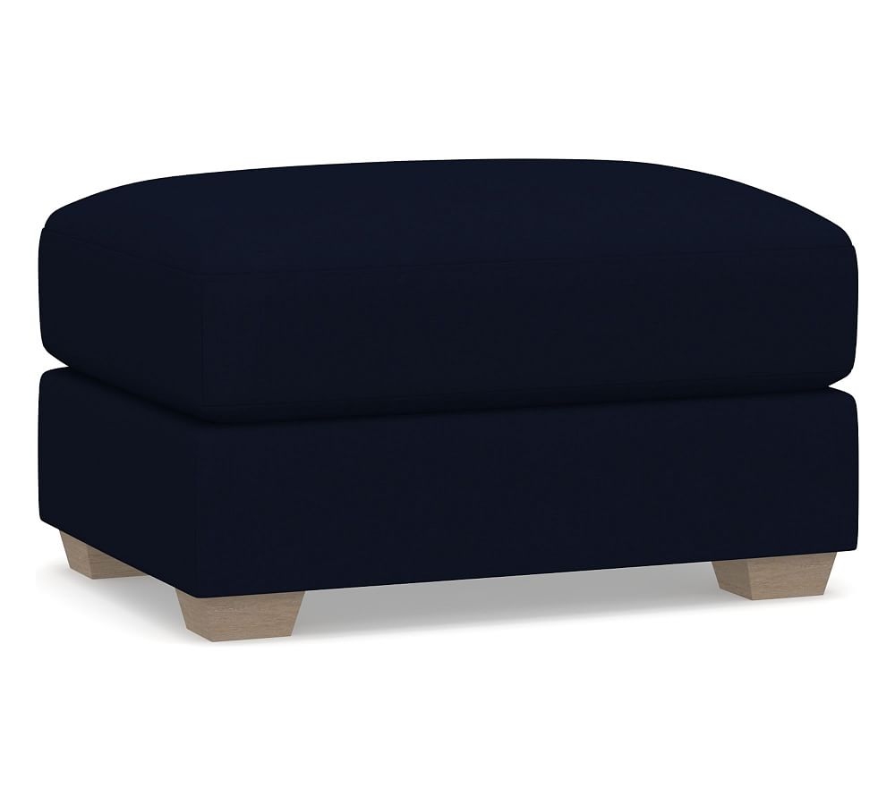 Canyon Upholstered Ottoman, Polyester Wrapped Cushions, Performance Everydaylinen(TM) Navy - Image 0