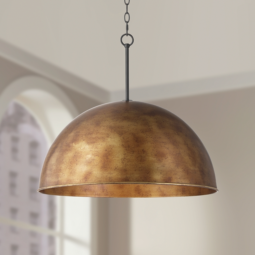 Possini Euro Julian 24"W Rustic Bronze 4-Light Dome Pendant - Image 0
