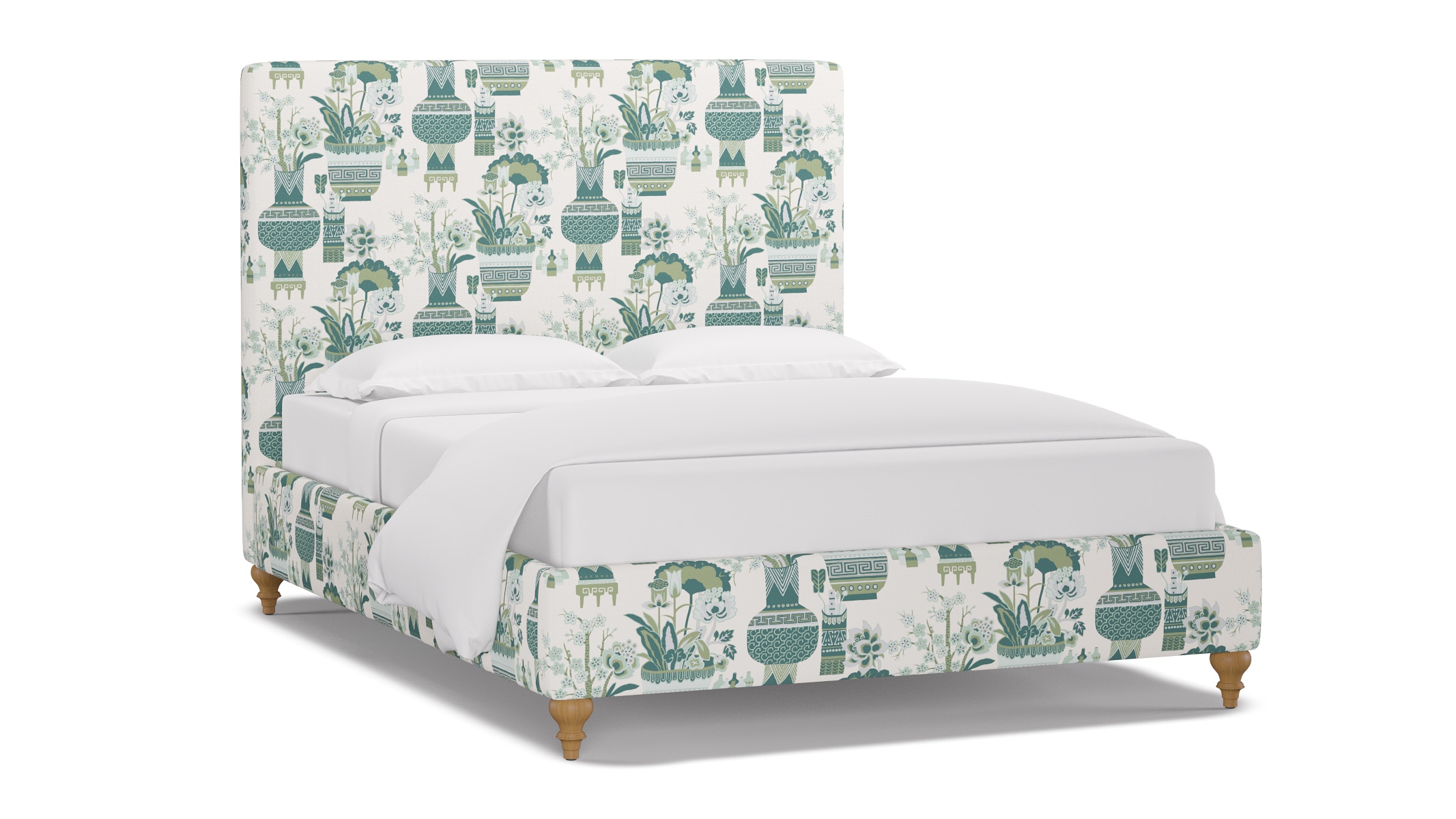 Classic Bed, Pistachio Kan-Shie, Natural Traditional Turned Leg, King - Image 1