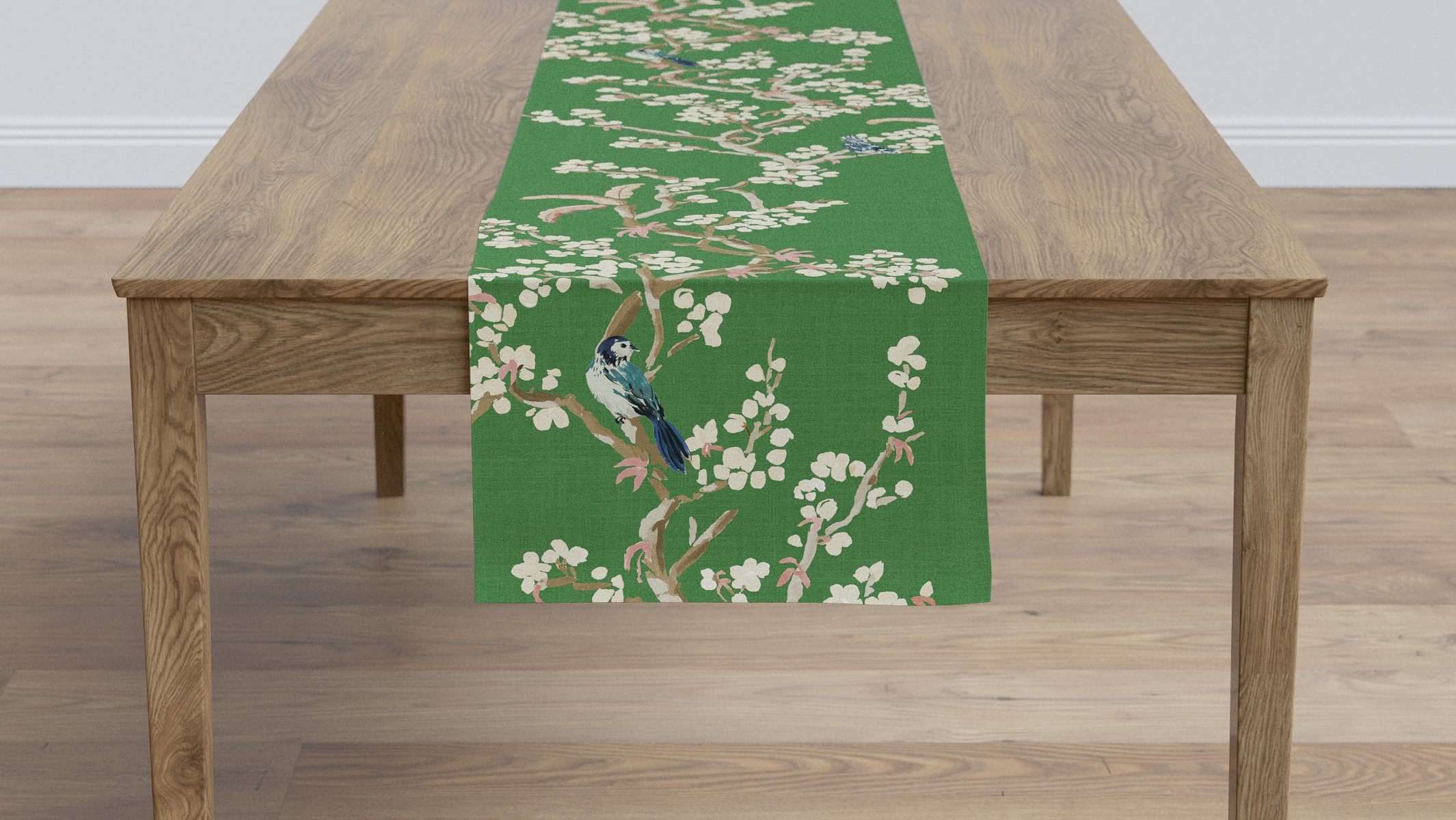 Table Runner 16" x 120", Jade Cherry Blossom, 16" x 120" - Image 1