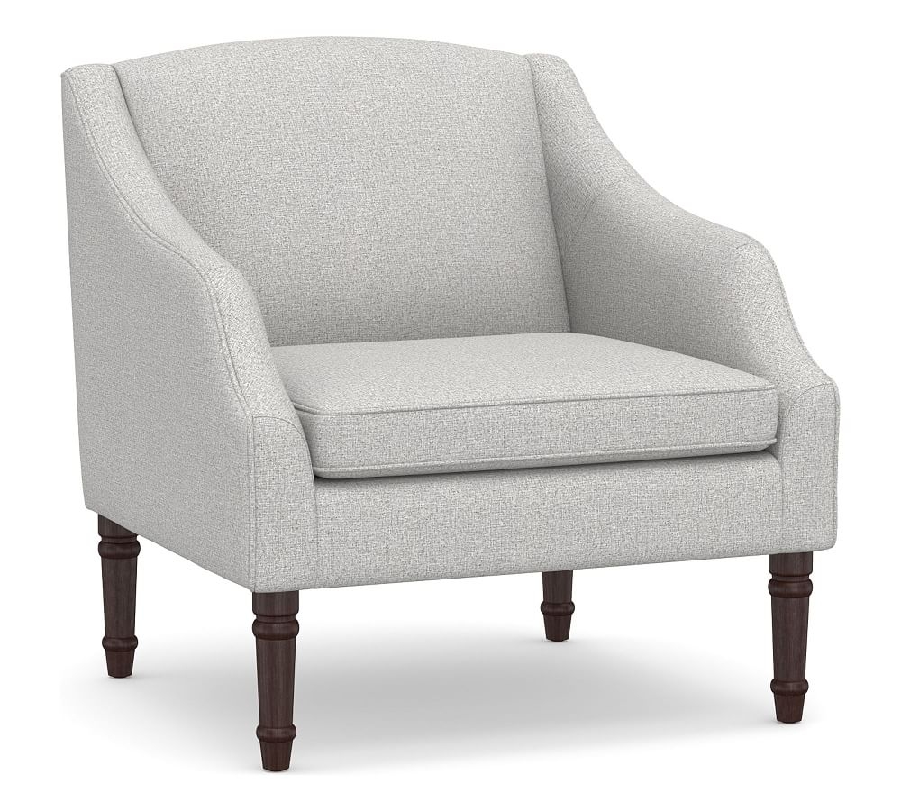SoMa Emma Upholstered Armchair, Polyester Wrapped Cushions, Park Weave Ash - Image 0