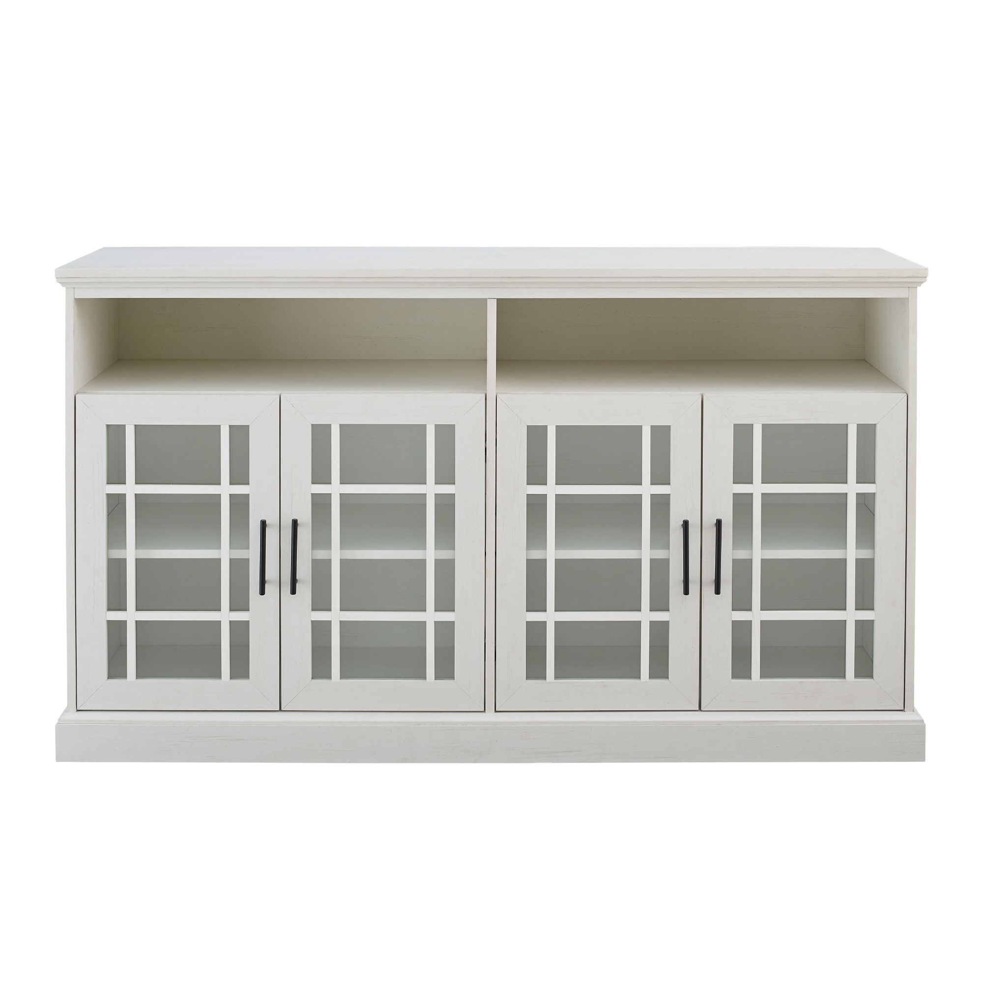 Hazel Glass 4 Door TV Stand – White Wash - Image 2