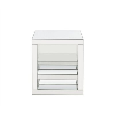 Accent Table With Mirrored Panels And C Shape, Silver - Image 0
