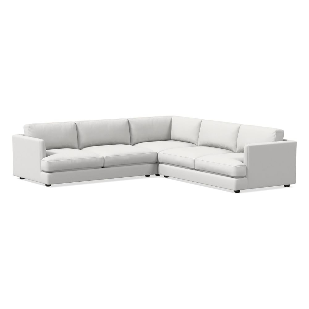 Haven 106" Multi Seat 3-Piece L-Shaped Sectional, Standard Depth, Performance Washed Canvas, White - Image 0
