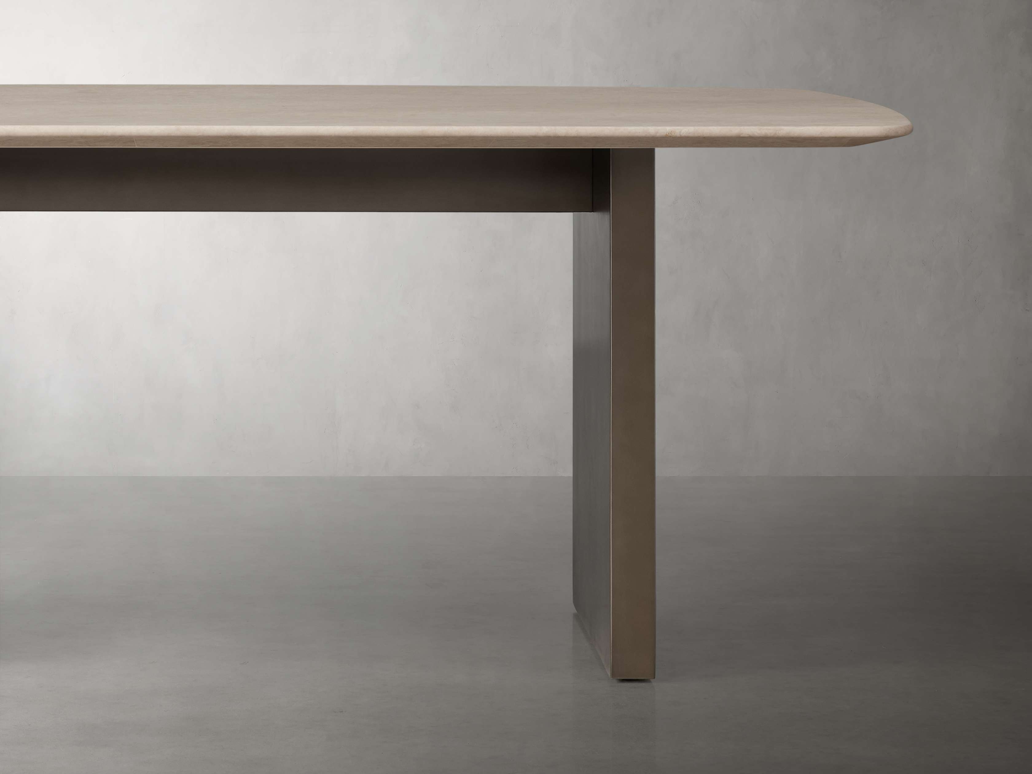 Saint Germain Dining Table with Clement Base Stone 72" in Natural  Cream/Antique Bronze - Image 0