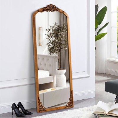 Ornate Wood Full Length Mirror Floor Mirror Leaning Mirror Wall Mirror - Image 1