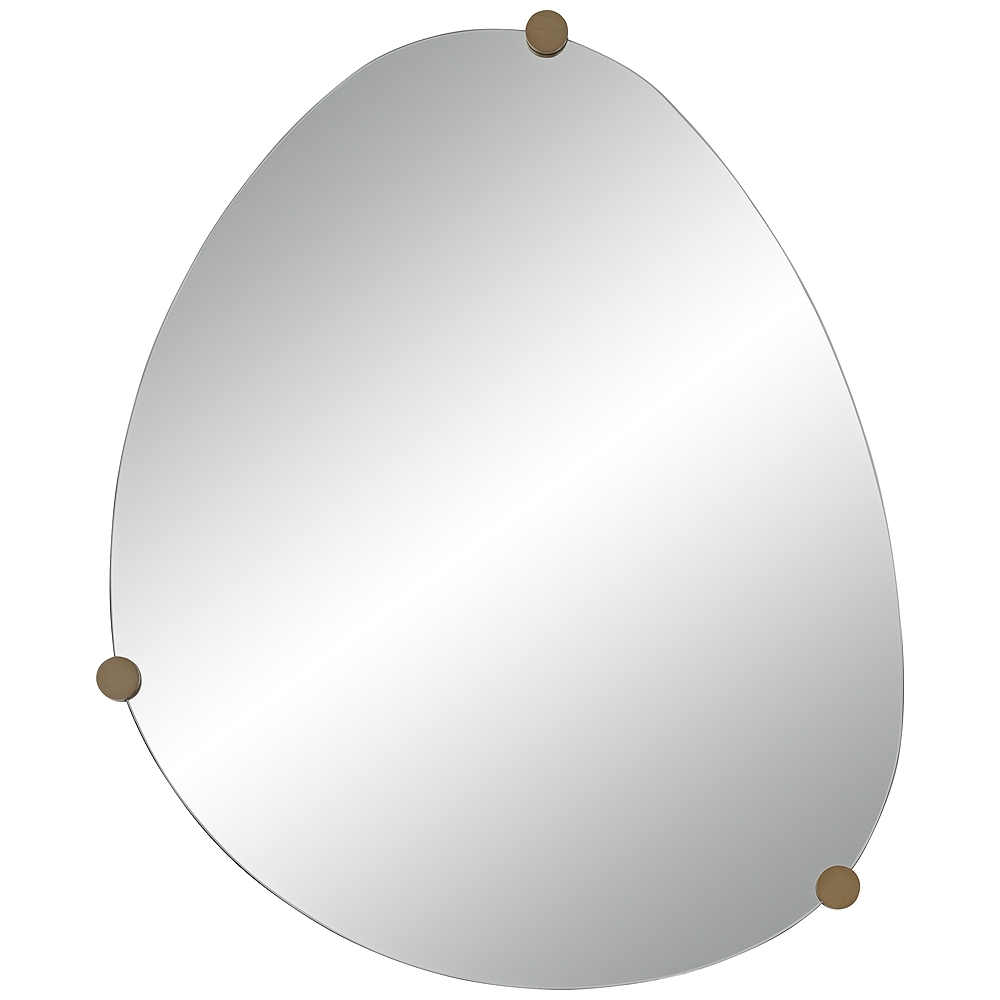 Possini Euro Marken 29" x 36" Champagne 3 Knob Wall Mirror - Image 0