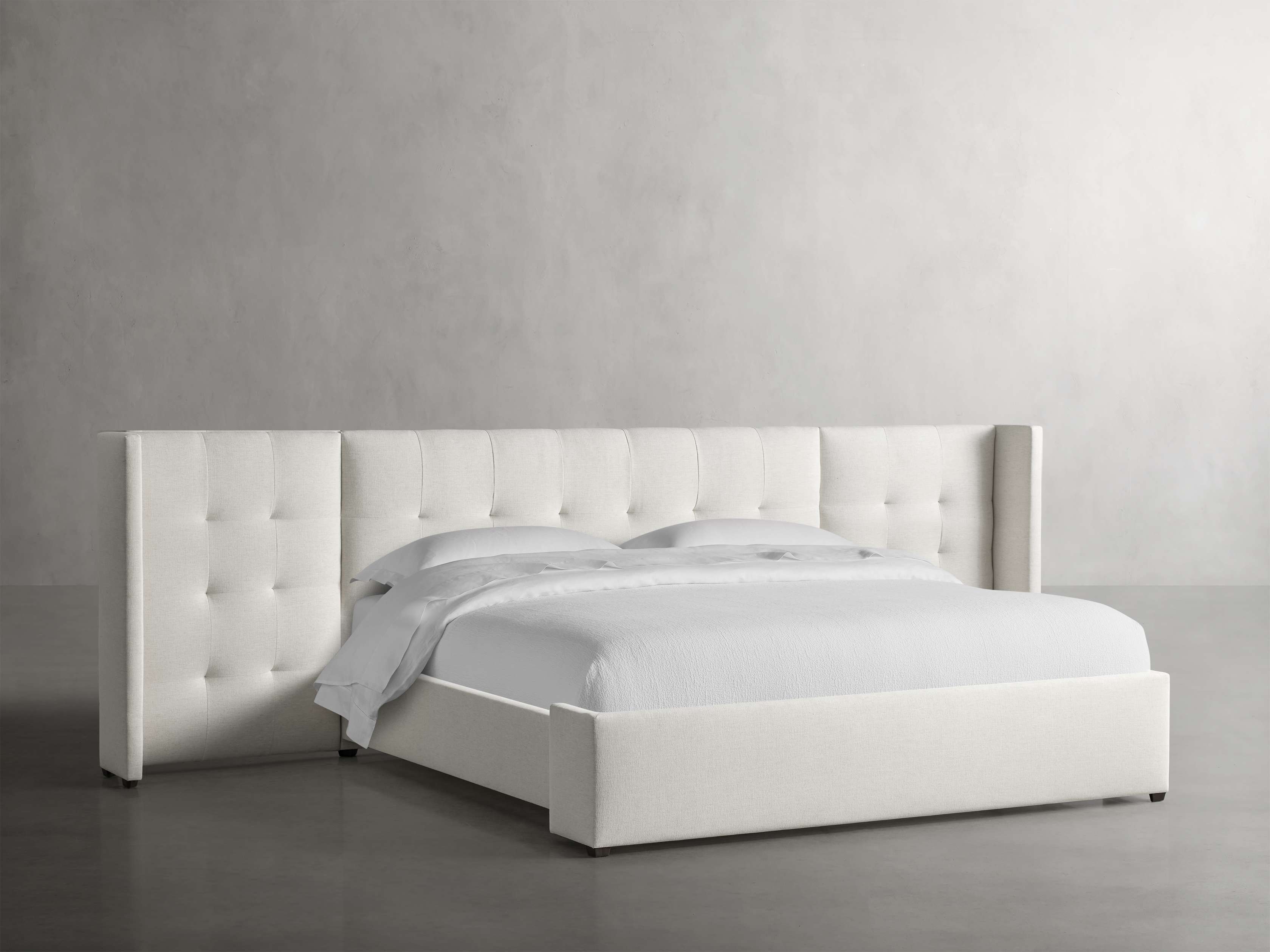 Wyller Box-Tufted Extended Headboard Bed with Low Footboard in Upholstered Wide Queen None  Nomad Snow/42" - Image 0