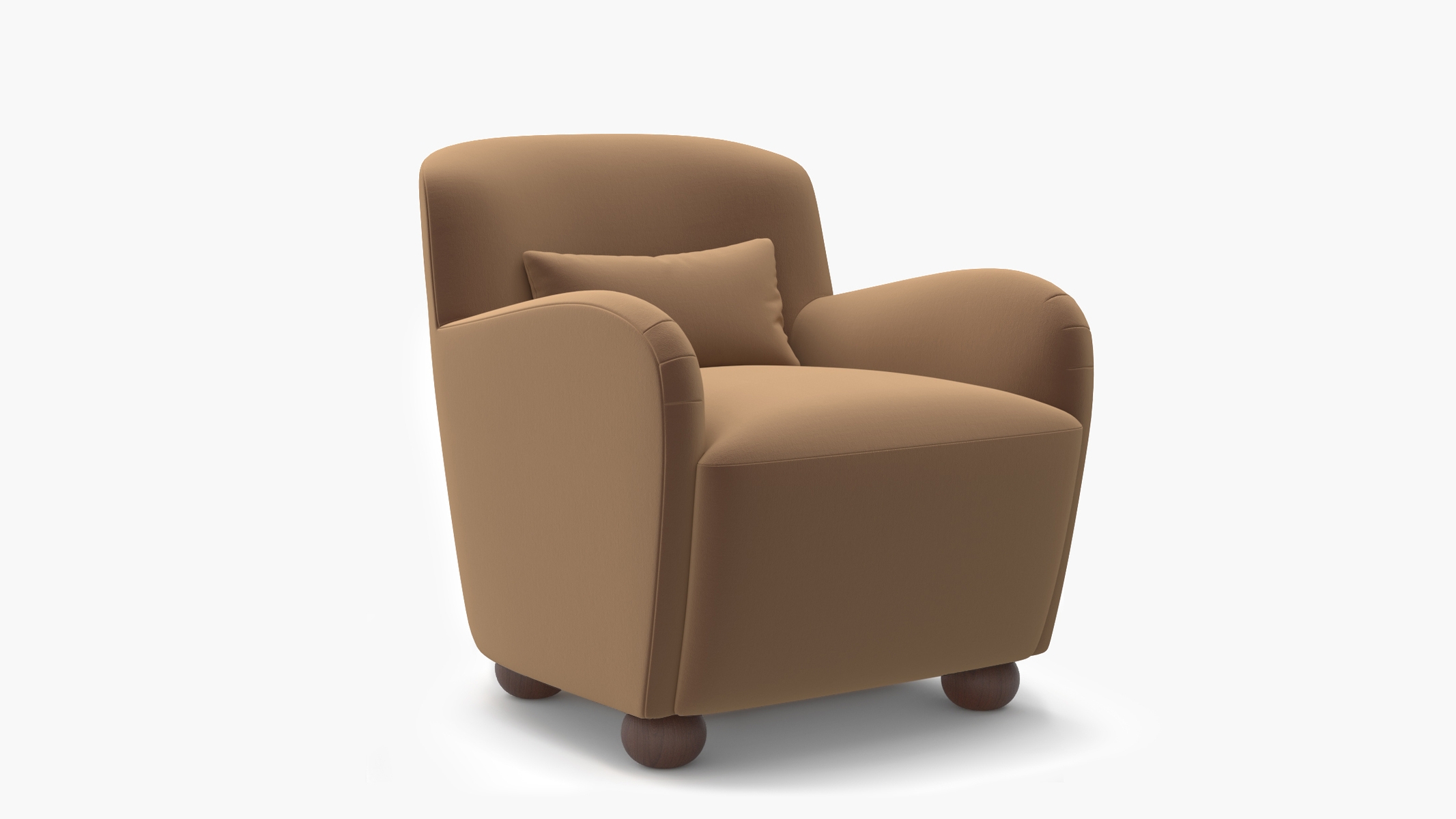 Club Chair, Fawn Performance Velvet, Walnut Bun Foot - Image 1