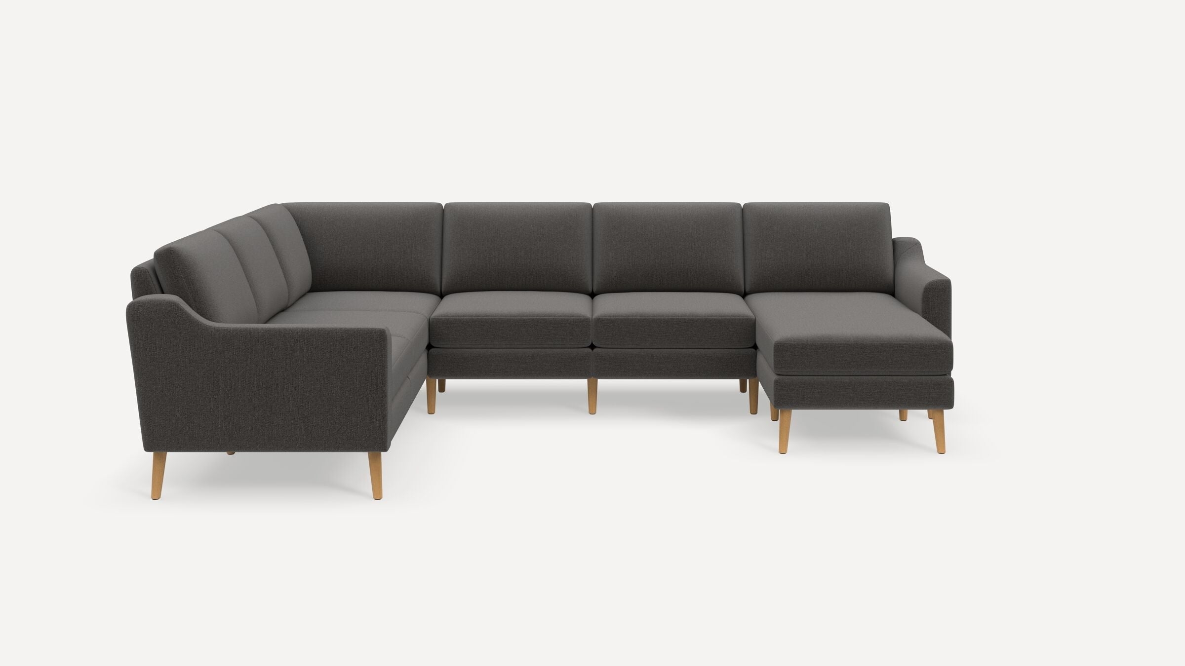Nomad 6-Seat Corner Sectional with Chaise - Heather Charcoal - Performance Chenille / Oak - Wood / Slope - Image 0
