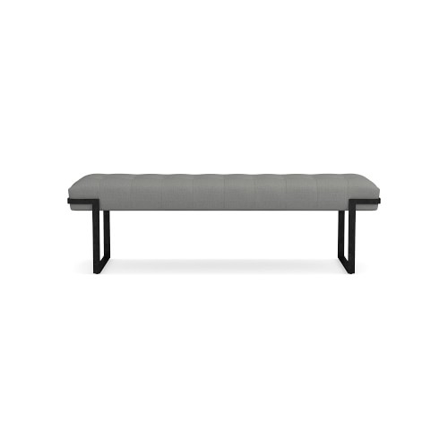 Mixed Material Bench, Standard Cushion, Performance Linen Blend, Cobblestone, Bronze - Image 0