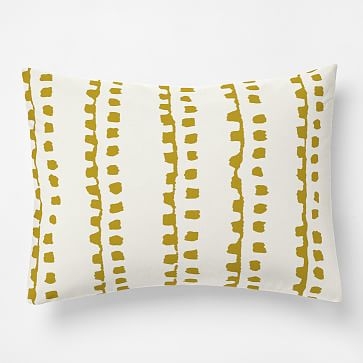 Organic Hand Drawn Stripe Standard Pillow Cover, Set of 2, Dark Horseradish - Image 0