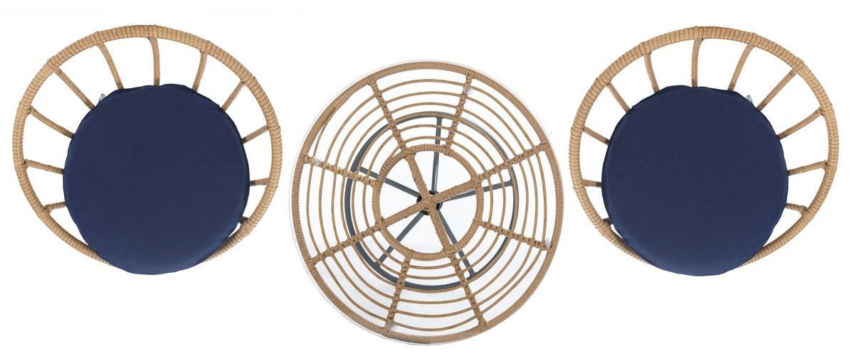 Lersa 3 Pc Lounger Set - Natural/Navy - Safavieh - Image 5