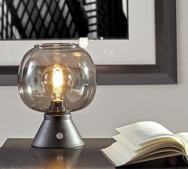 Grandview Glass Accent Lamp, Matte Black - Image 1