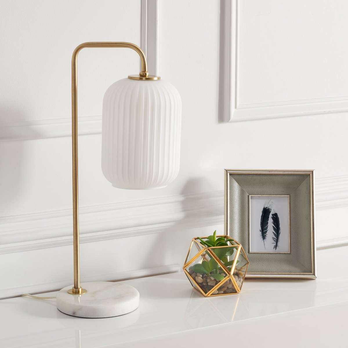 Santina 20" Table Lamp - Gold/White - Image 1