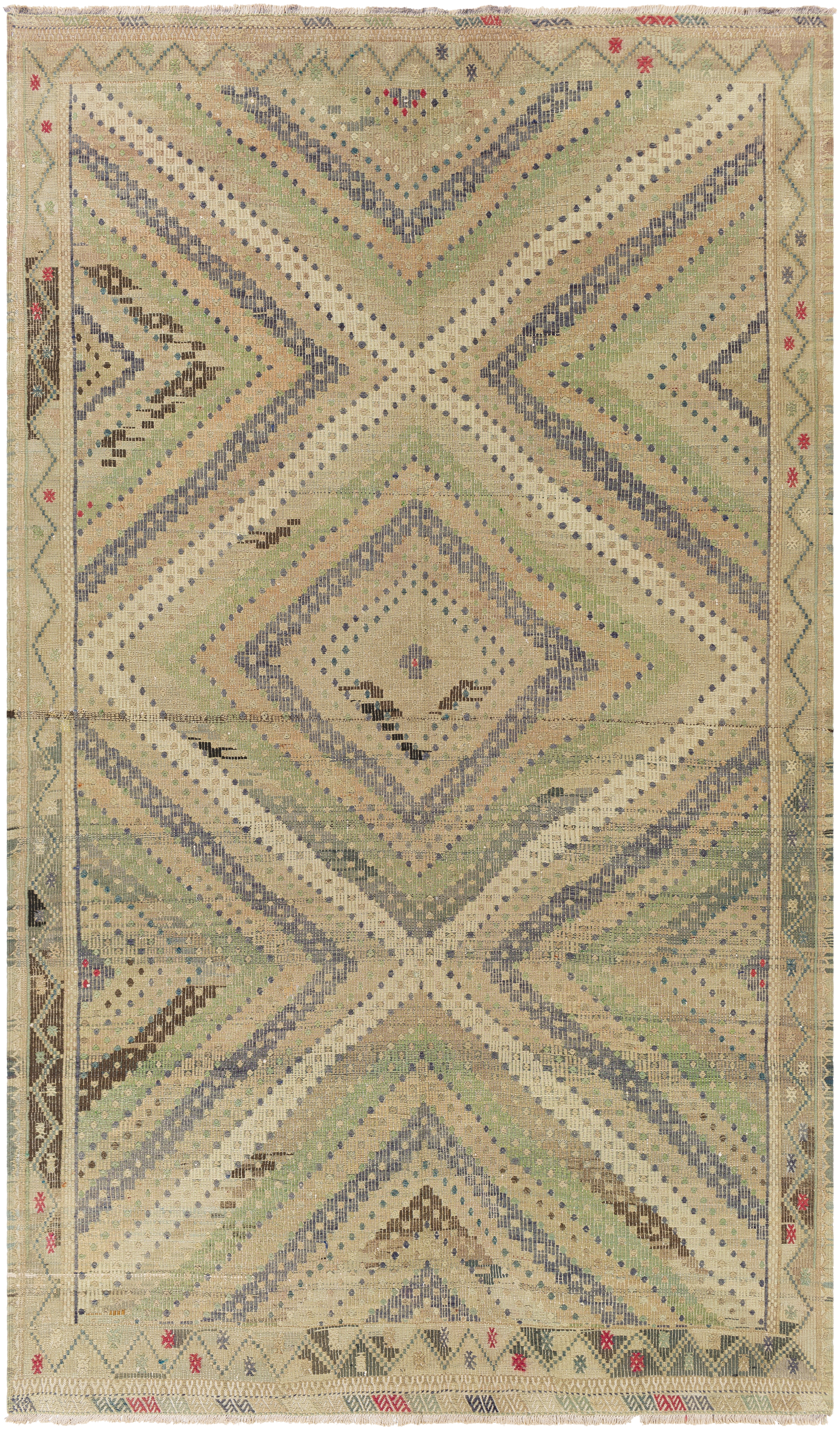 Antique One of a Kind Brown Indoor 6'4" x 10'6" Handmade Rug - Image 0