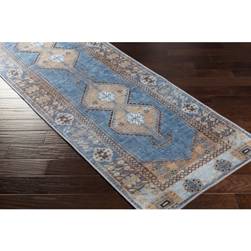Discontinued - Zola Runner Rug, 2'7" x 7'3", Bright Blue - Image 1