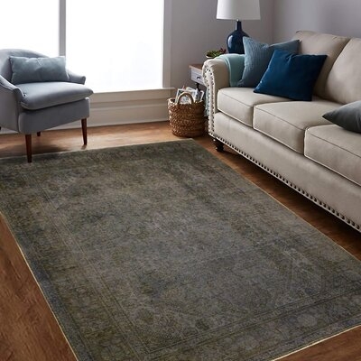 Vintage Rustic Lisandra Blue/Brown Wool Rug - 6'5'' X 9'6'' - Image 0