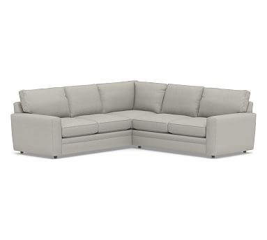 Pearce Square Arm Upholstered 2-Piece L-Shaped Sectional, Down Blend Wrapped Cushions, Performance Boucle Pebble - Image 0