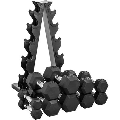 36" H x 18" W Hex Dumbbell Set with Heavy Duty Rack - Image 0