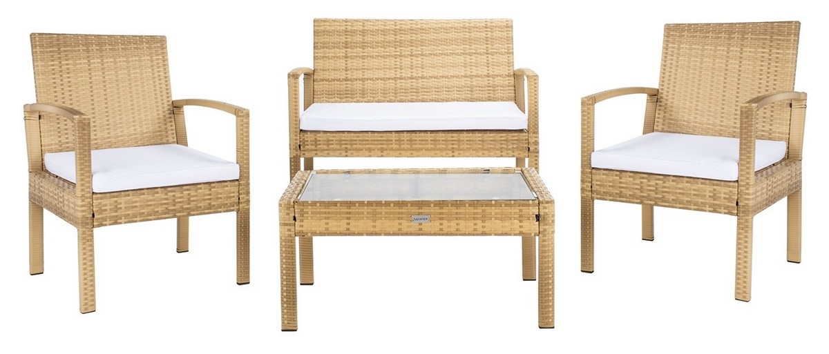 Bassey 4 Pc Living Set - Natural/White - Safavieh - Image 0