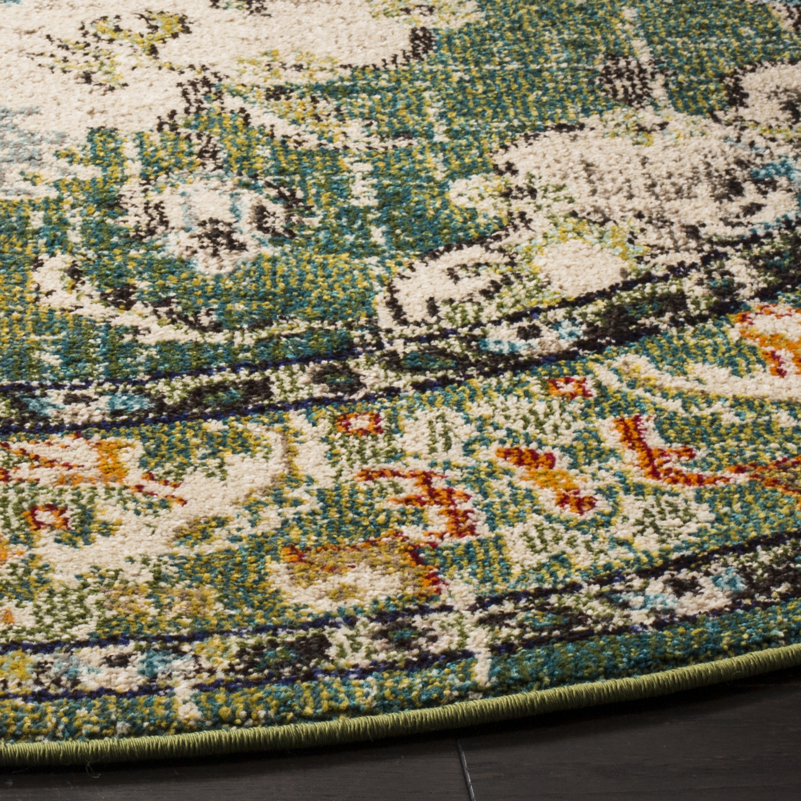 Arlo Home Woven Area Rug, MNC243F, Forest Green/Light Blue,  6' 7" X 6' 7" Round - Image 2