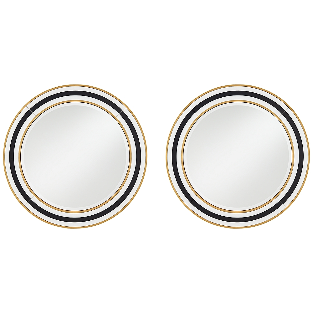 Cape Cod Black and Gold 31 1/2" Round Wall Mirrors Set of 2 - Image 0
