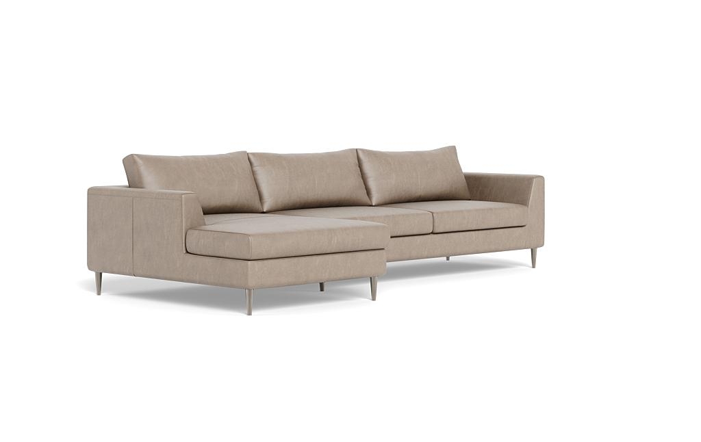 Asher Leather 3-Seat Left Chaise Sectional - Image 1