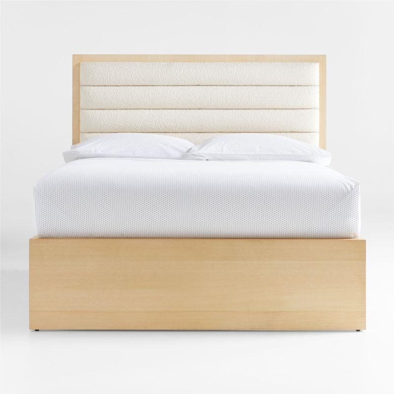 Mavericks Full Light Wood Bed with Cushioned Headboard - Image 8