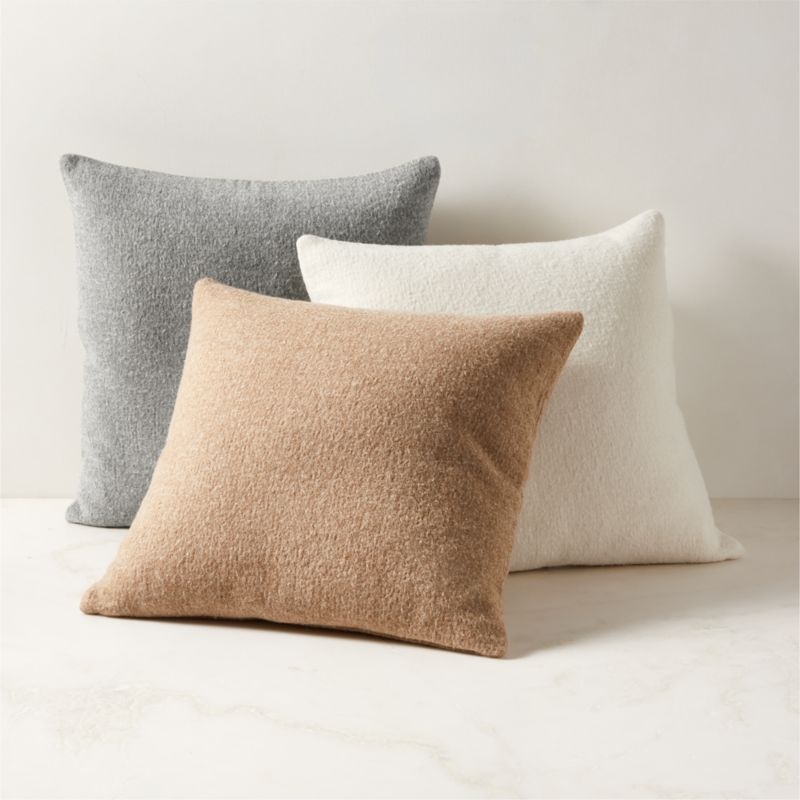 Tadeo Grey Boiled Wool Throw Pillow Cover 23"x23" - Image 3