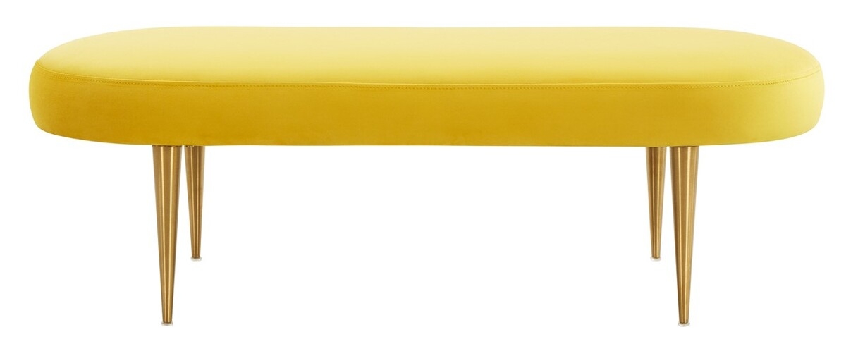 Corinne Velvet Oval Bench - Marigold - Image 0