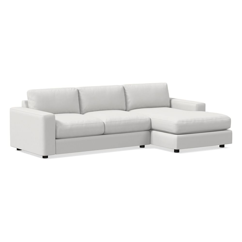 Urban 106" Right 2-Piece Chaise Sectional, Performance Washed Canvas, White, Down Blend Fill - Image 0