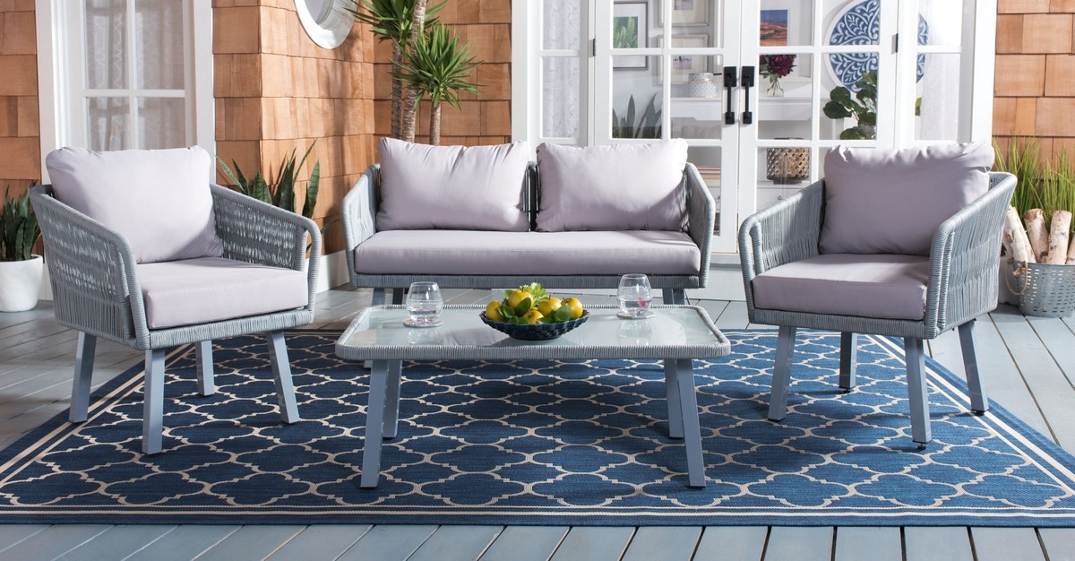 Kerson 4 Pc Rope Living Set - Grey/Grey - Safavieh - Image 1
