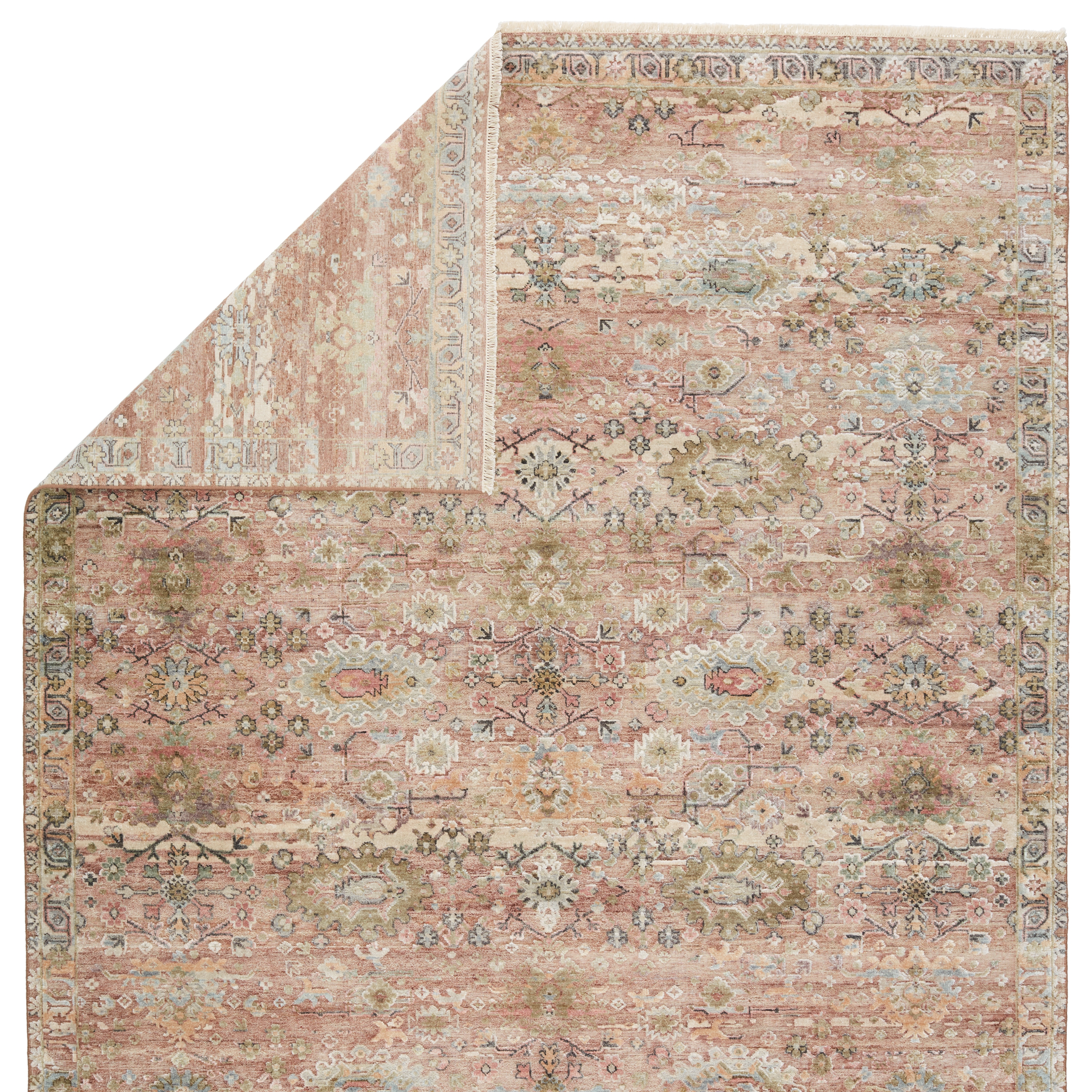 Designer Edit Ysa Hand-Knotted Medallion Pink/ Tan Area Rug (8'X10') - Image 2