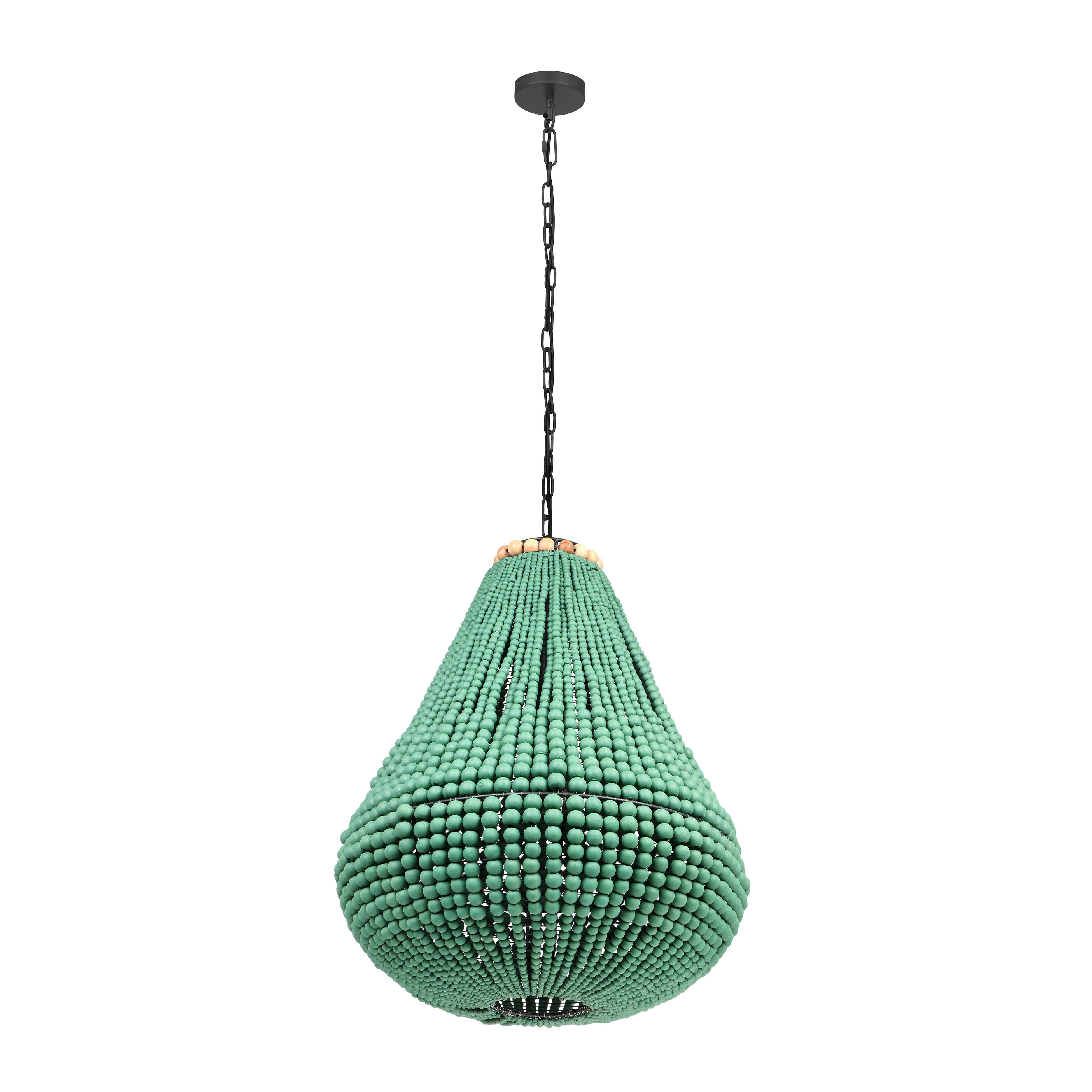 Palani Green Wooden Bead Chandelier - Image 1