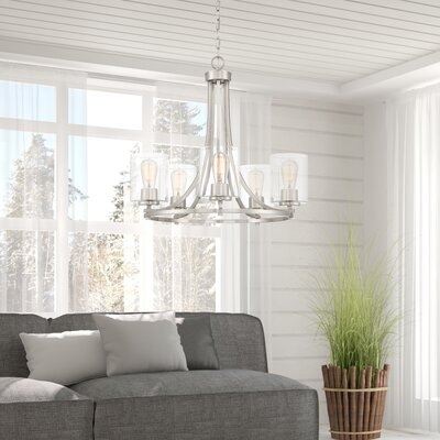 Flaxville Collection - 5 Light - Chandelier - 24"W - 22"H - Satin Copper Bronze Finish - Image 0