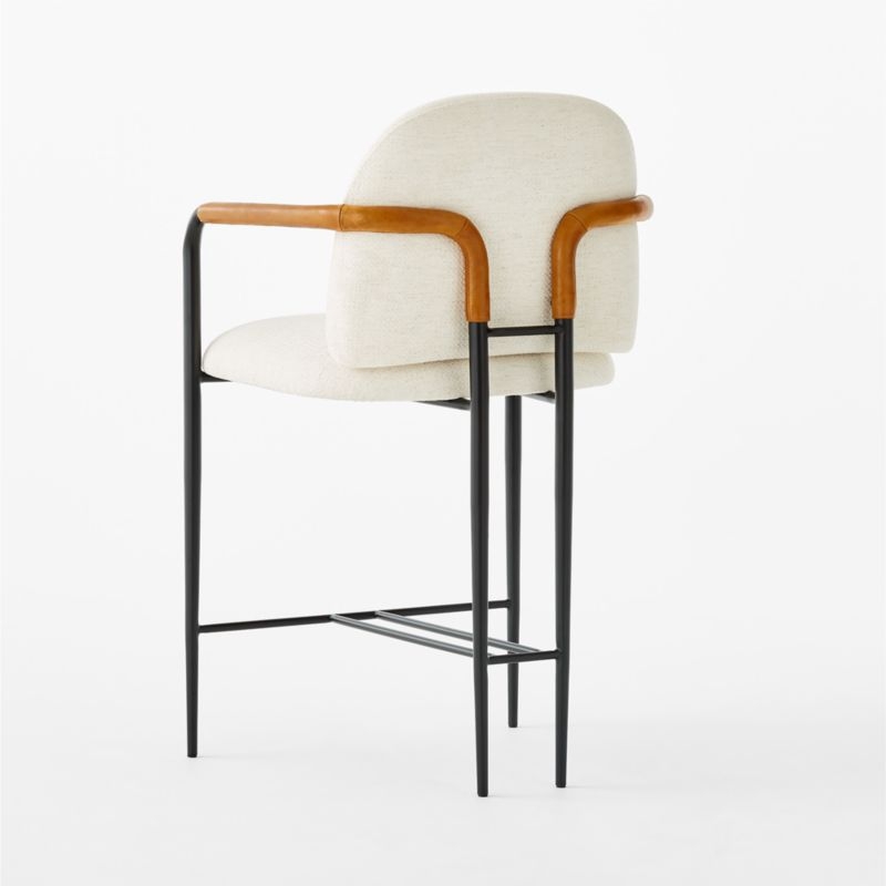 Avont Upholstered White Performance Fabric Metal Counter Stools Set of 2 - Image 4