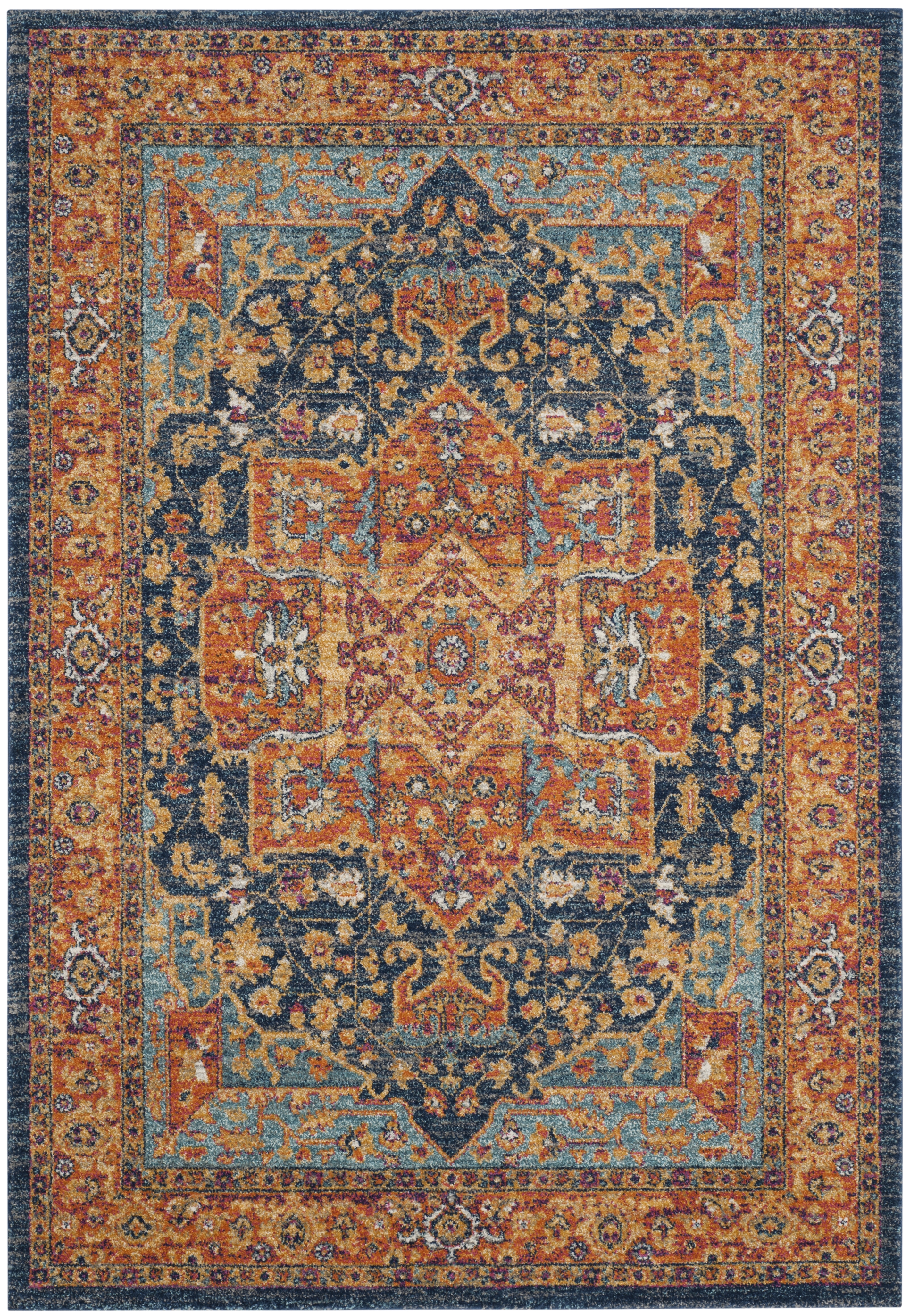 Arlo Home Woven Area Rug, EVK275C, Blue/Orange,  4' X 6' - Image 0