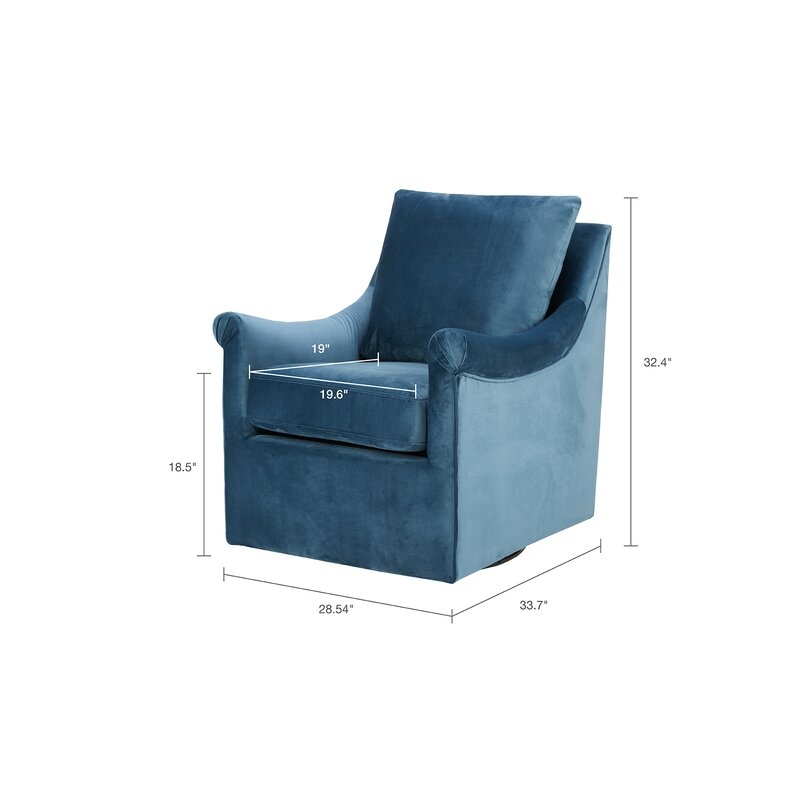 Lundell 28.54" Wide Polyester Swivel Armchair, Blue - Image 5
