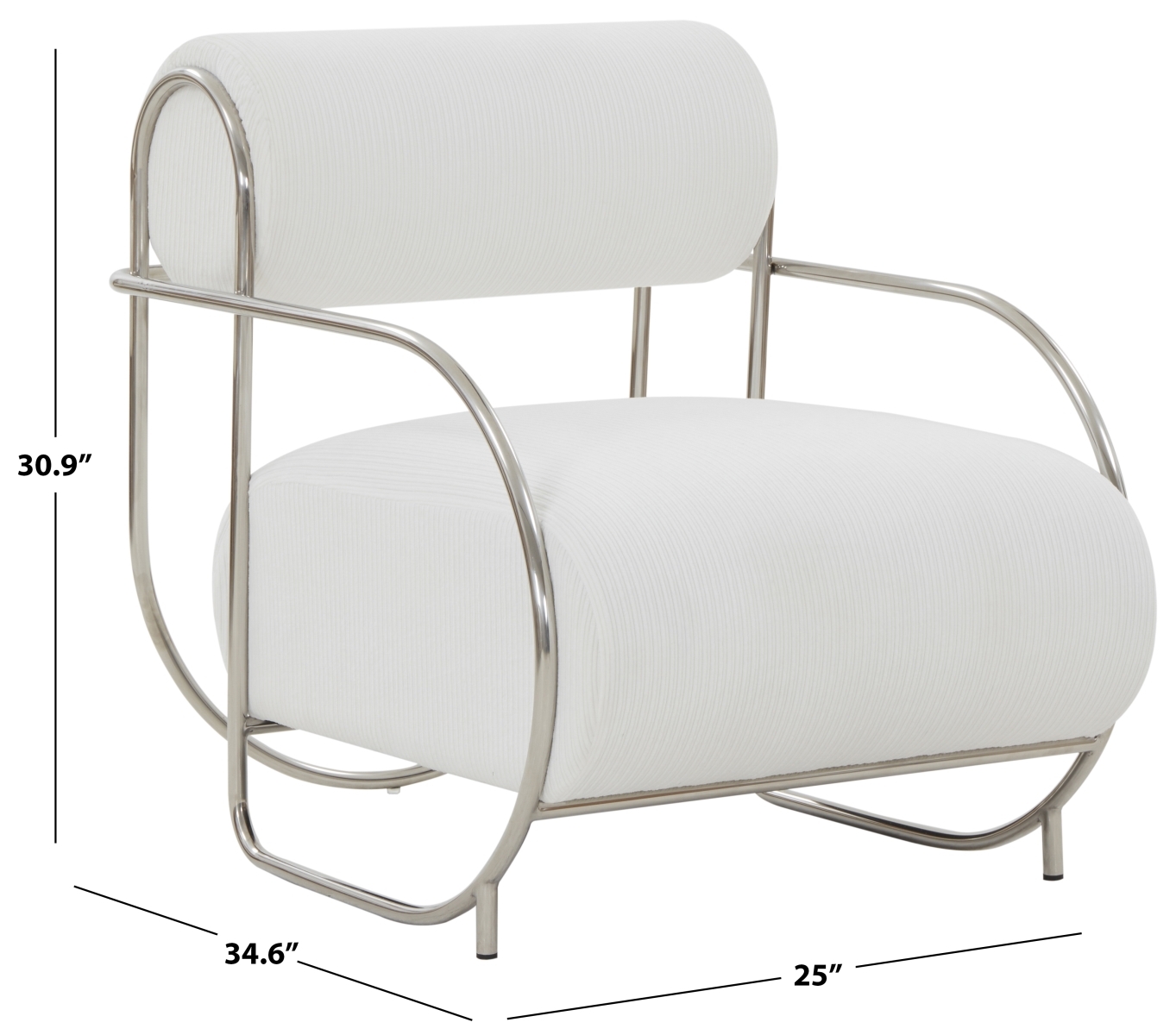 Bethann Metal Frame Accent Chair - White/Silver - Image 8