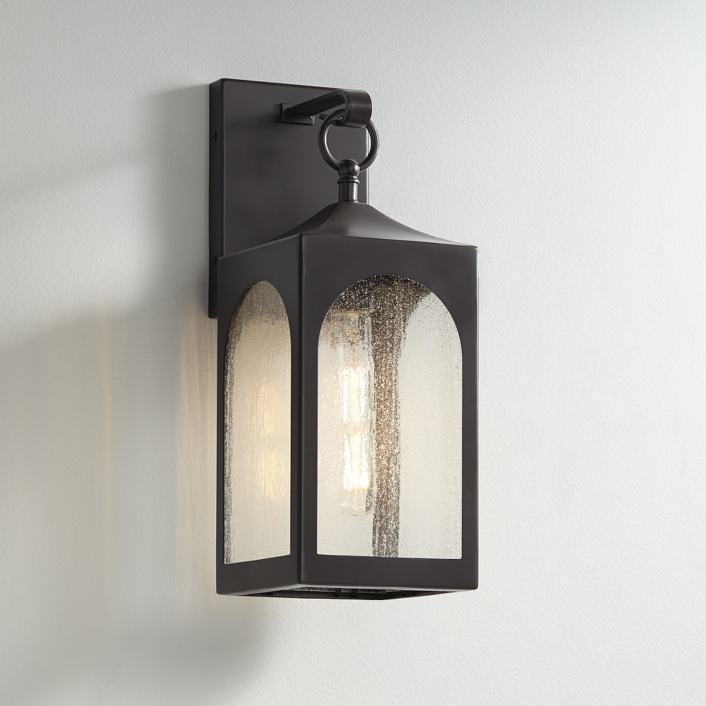 Possini Euro Tyne 16 1/2" High Bronze Lantern Wall Sconce - Image 0