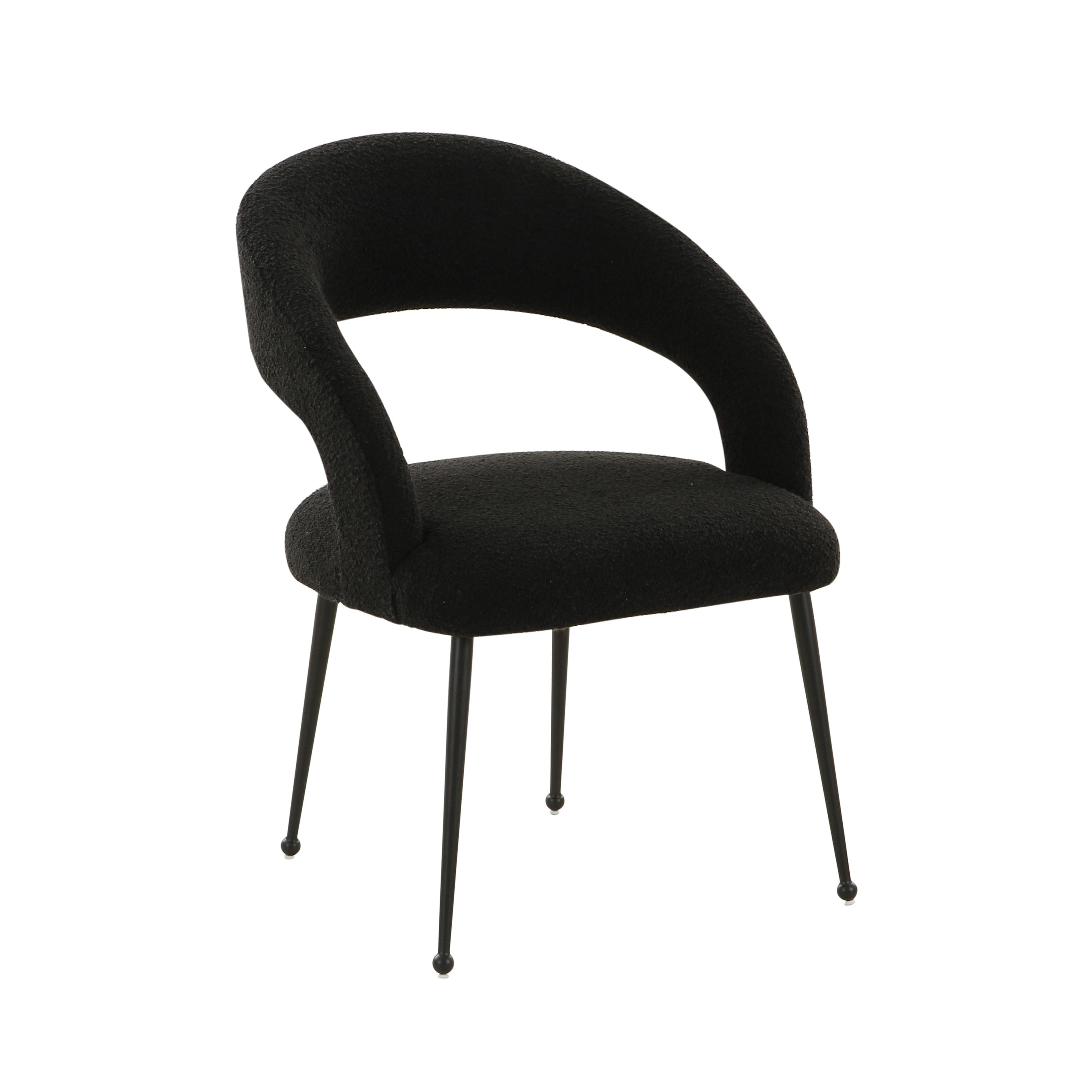 Rocco Black Boucle Dining Chair - Image 0