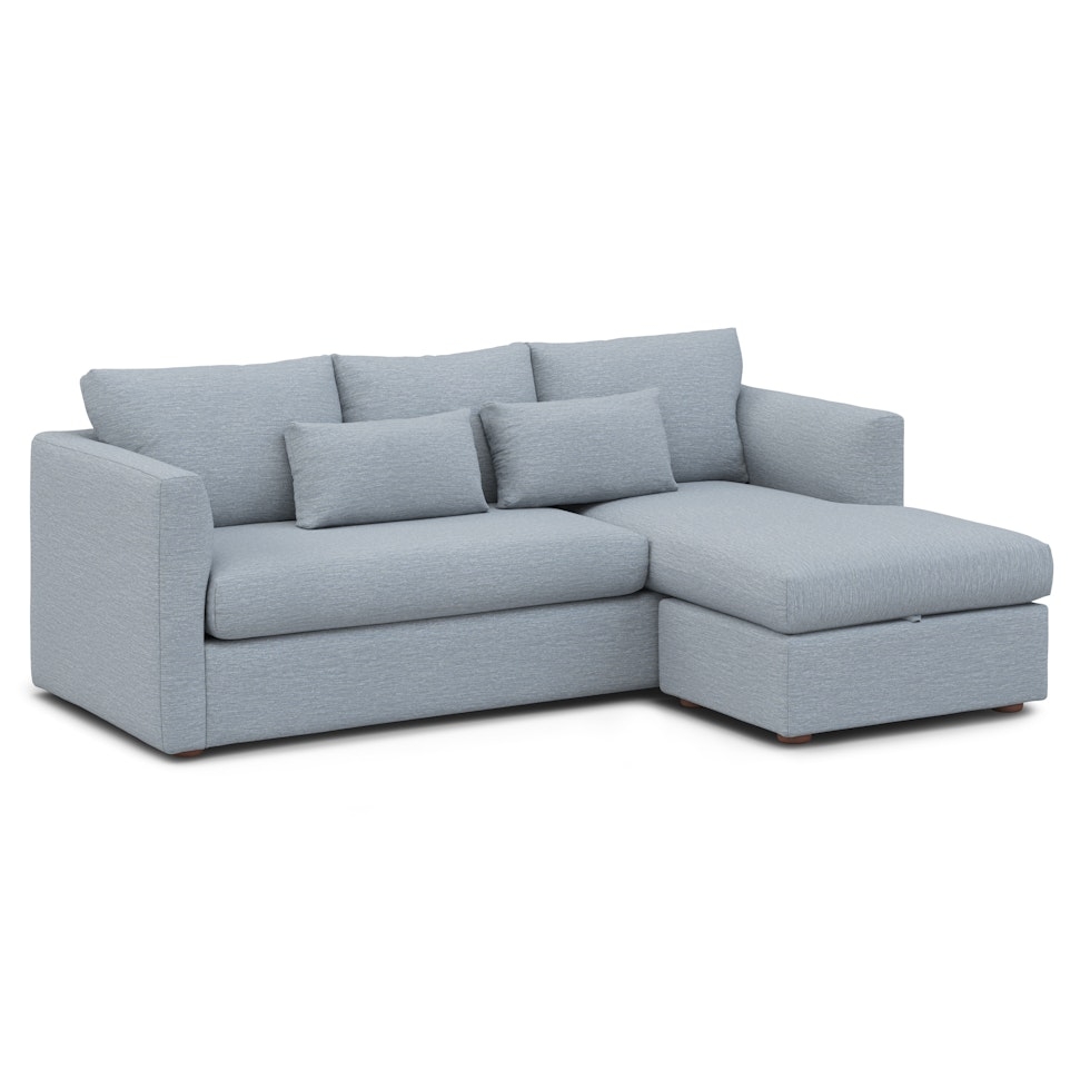 Marina 90" Reversible Storage Sleeper Sectional - Silver Light Blue - Image 2