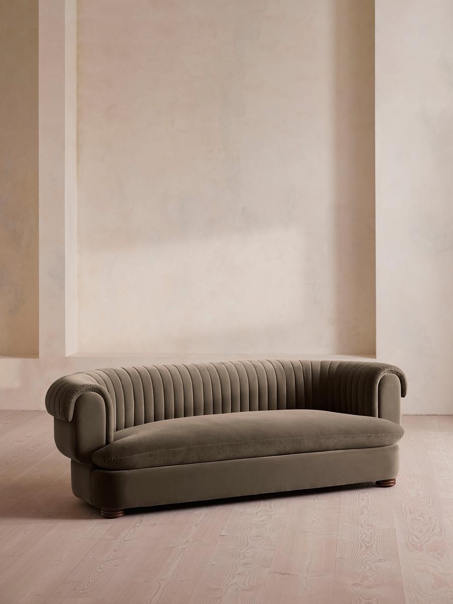 Rava Three Seater Sofa, Velvet, Taupe, US - Image 0