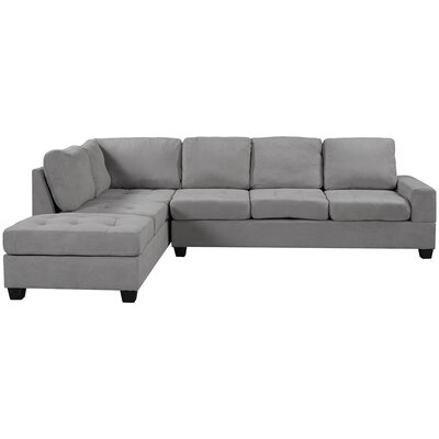 112" Wide Reversible Modular Sofa & Chaise With Ottoman, Gray - Image 0