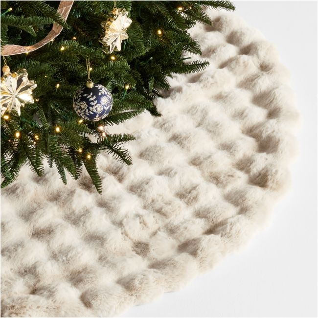 Arctic Ivory Textured Faux Fur Christmas Tree Skirt - Image 0