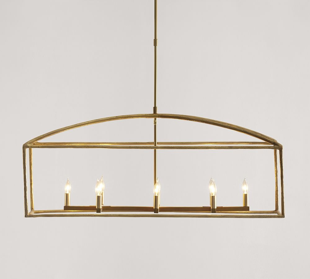 Fallon Forged-Iron Linear Chandelier, Forged Iron Brass - Image 0